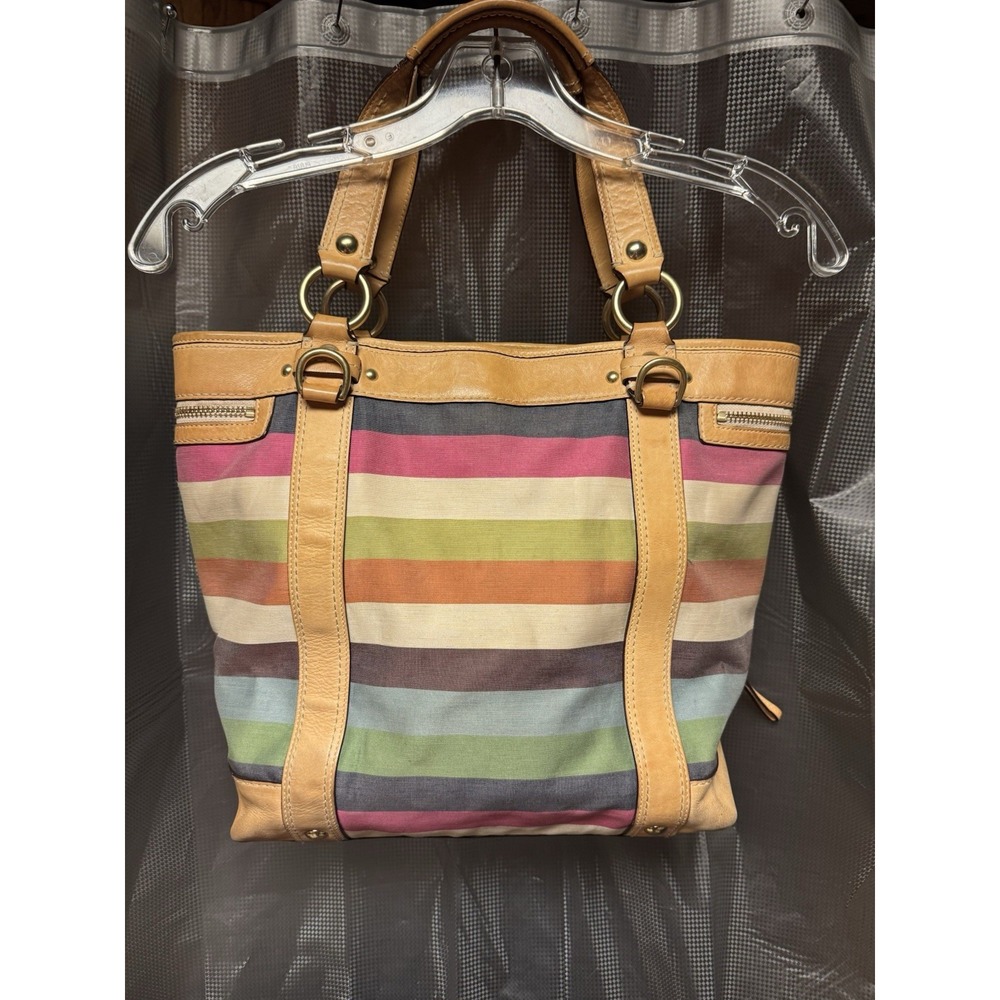 Vintage Y2K COACH Iconic Y2K Legacy Oxford Stripe Slim Pocket Tote 10760 RARE - Picture 10 of 16
